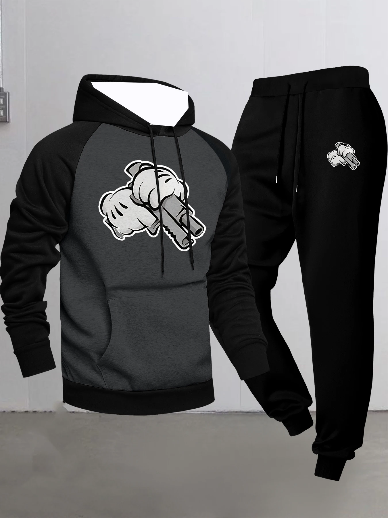 

2025-26, осенне-зимний новый спортивный комплект Y2K, мужской модный супер большой удобный рабочий комплект из двух предметов с 3D принтом