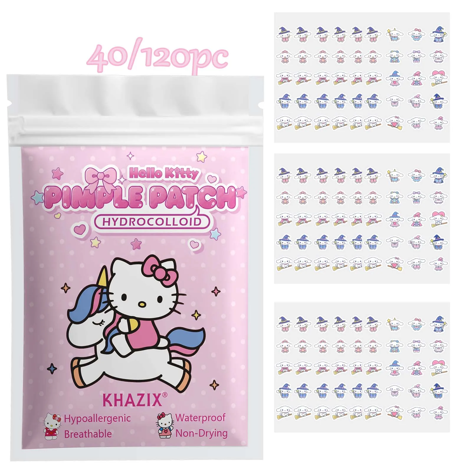 40/120PCS Patchs anti-acné mignons et doux Sanrio Hello Kitty, autocollants correcteurs de dessin animé Kawaii