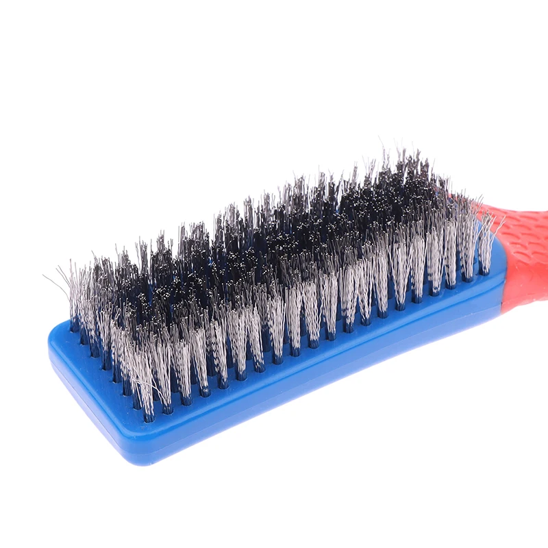 Wytrzymała szczotka druciana ze stali nierdzewnej z wygodnym plastikowym uchwytem - idealna do usuwania rdzy, żużla spawalniczego, brudu i farby