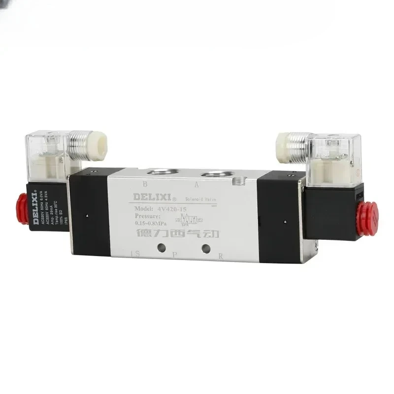 

Delixi two-position five-way solenoid valve 4V220-08 220V double electric control 24V pneumatic control valve 4V320-10