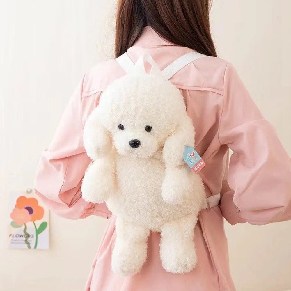 Cute Teddy Dog Plush Backpack Large Capacity Puppy Toys Student Schoolbags 35CM Stuffed Animal Poodle Shoulders Bags