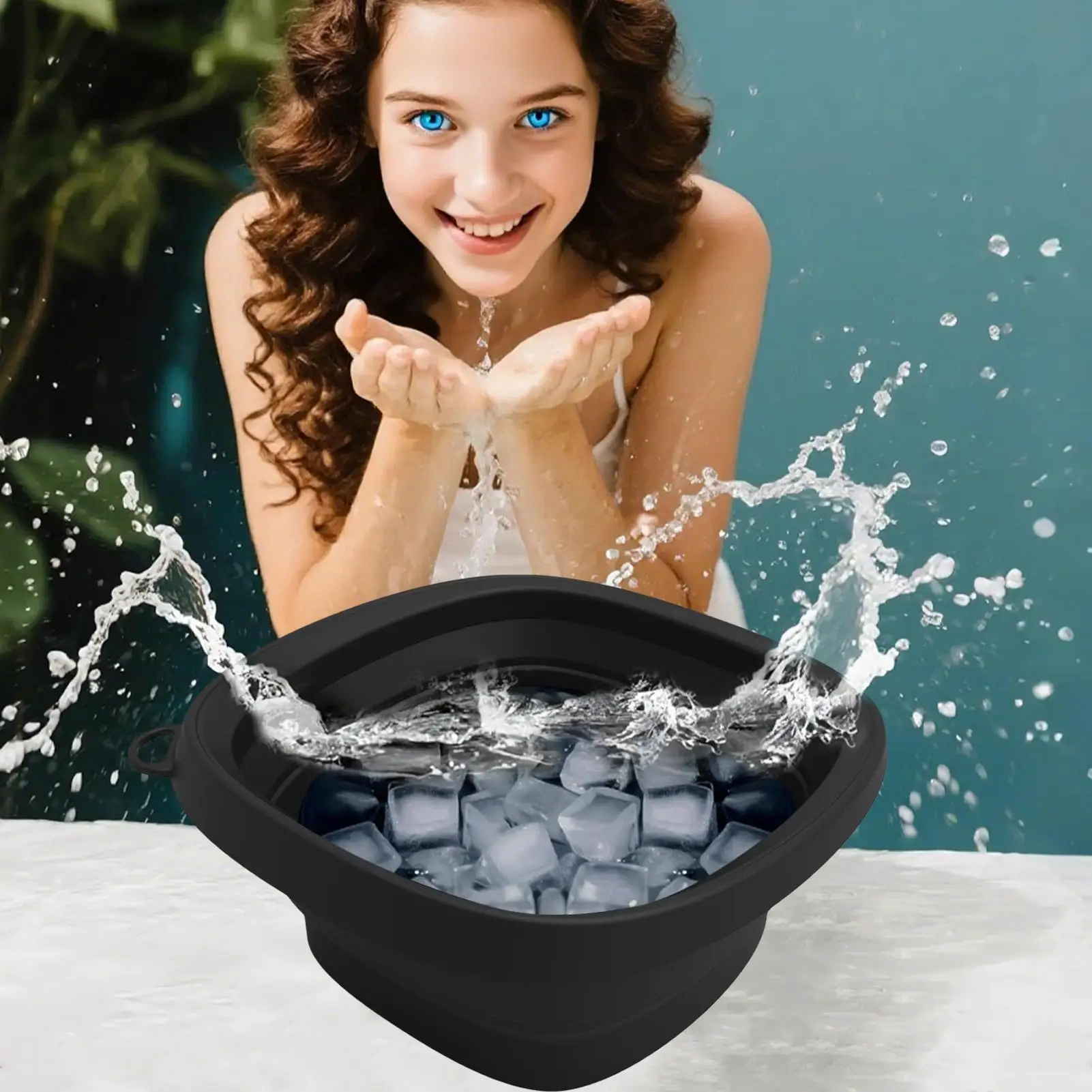 

Миска для ледяных процедур Ice Face Bowl: многоразовый спа-инструмент для холодных погружений со встроенным поддоном, портативная складная раковина для ежедневного использования