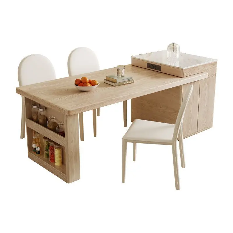 Log high-end solid wood island integrated household light luxury down restaurant middle guide