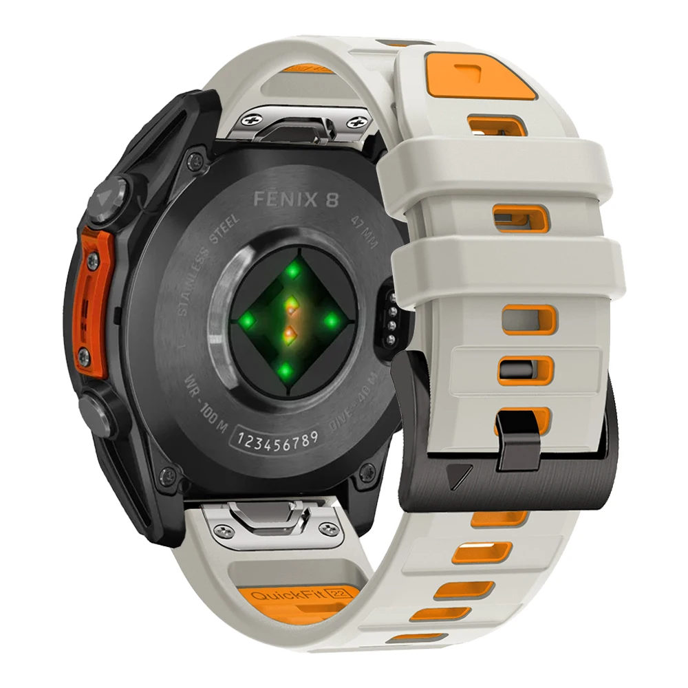 สายนาฬิกา QuickFit ขนาด 22 มม. 26 มม. สำหรับ Garmin Fenix8, Fenix E 8 47 มม. 51 มม., 7, 7X, 6, 6X/Epix Pro/Enduro 3 สายซิลิโคนสองสี