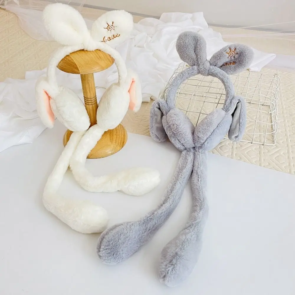 Funny Toys Cute Rabbit Moving Earmuffs Earmuff Earflap Winter Warm Plush Moving Hat Headwear Kids's Ear Protection