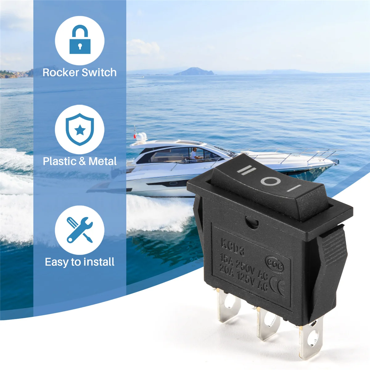 Baru AC15A/250V 20A/125V 3 Pin SPDT ON-OFF-ON 3 Posisi Snap Rocker Switch