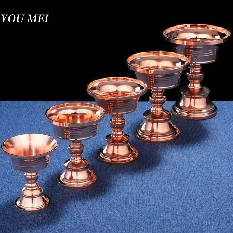 

Buddhism Candlestick Holder,Luster Red Copper Altars Candle Cup,Eternal Ghee Floating Holy Candle Lamp,Tibetan Buddhist item