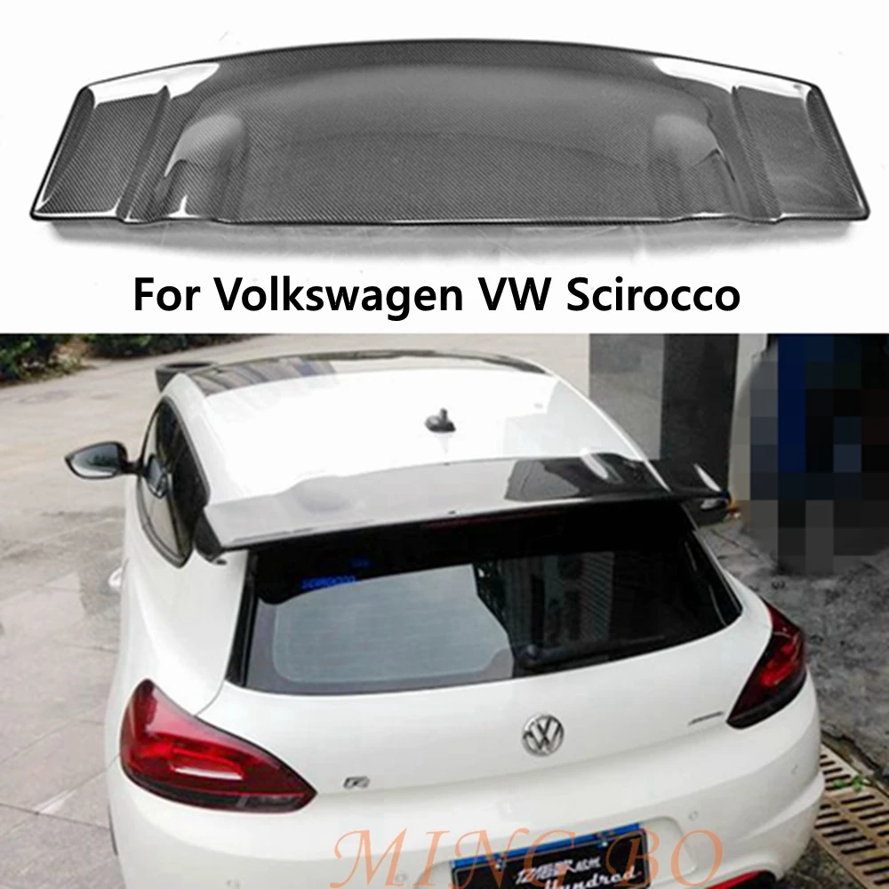 For Volkswagen VW Scirocco 2010 - 2017  VOTEX style Scirocco Carbon Fiber Rear roof Lip Wing spoiler