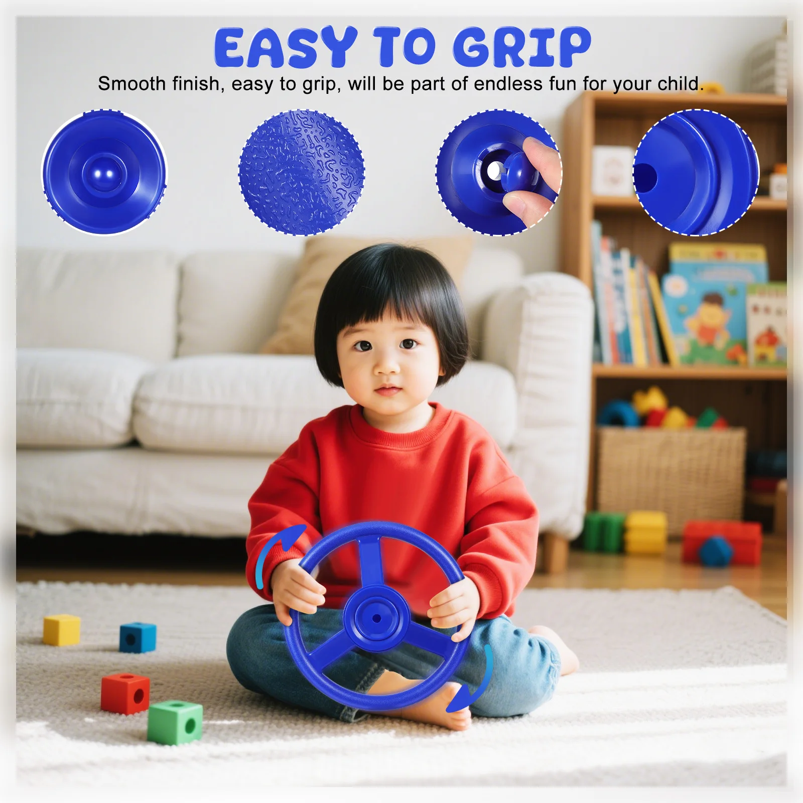 Volante pequeño para niños, plástico portátil ligero, Compatible con parques de juegos al aire libre, juegos de columpios para patio trasero, juego de simulación