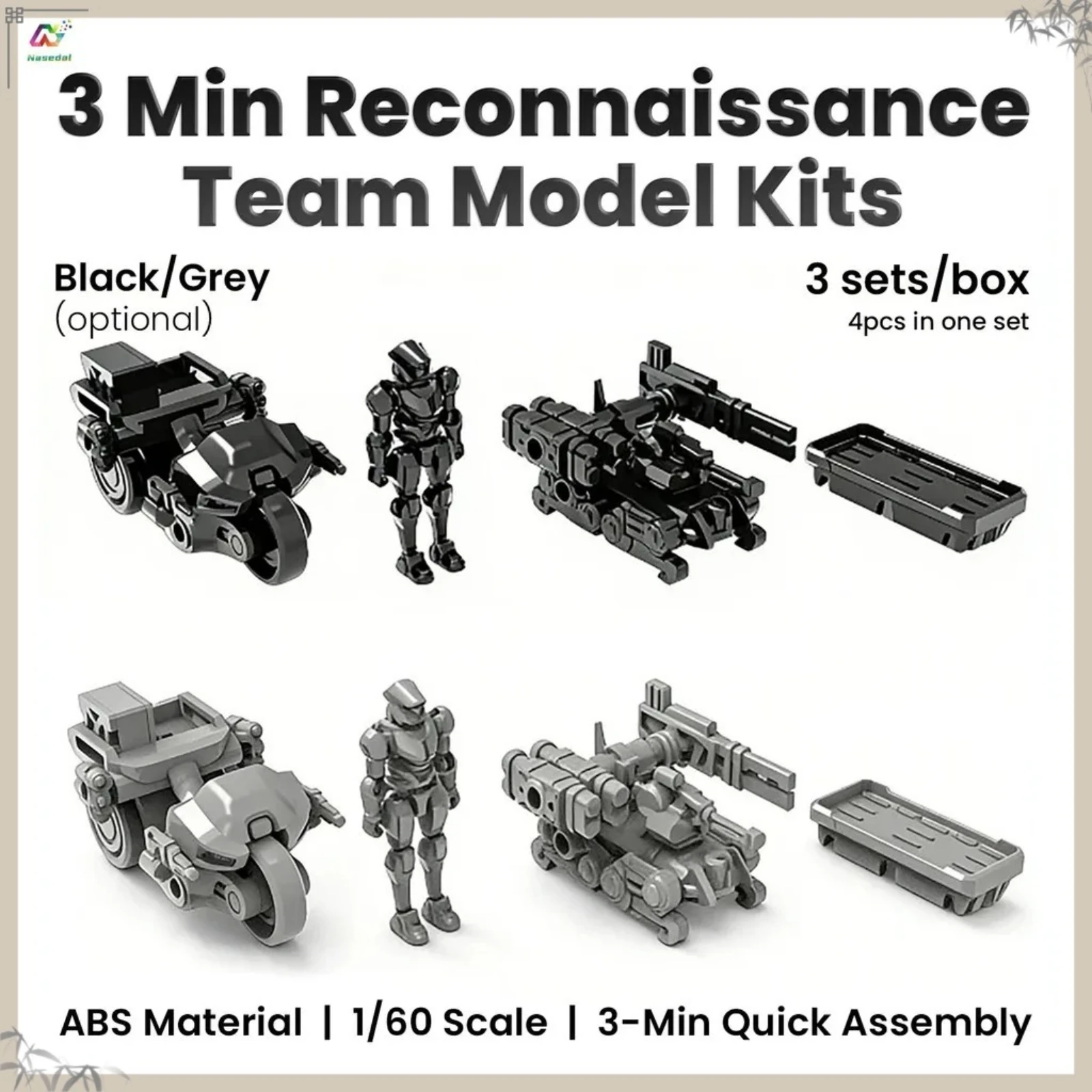 

SHEIK MAINLAND 3 набора/коробка, 3-минутный проект, разведывательная команда, сборная модель в масштабе 1/60, материал ABS, хобби, военный робот