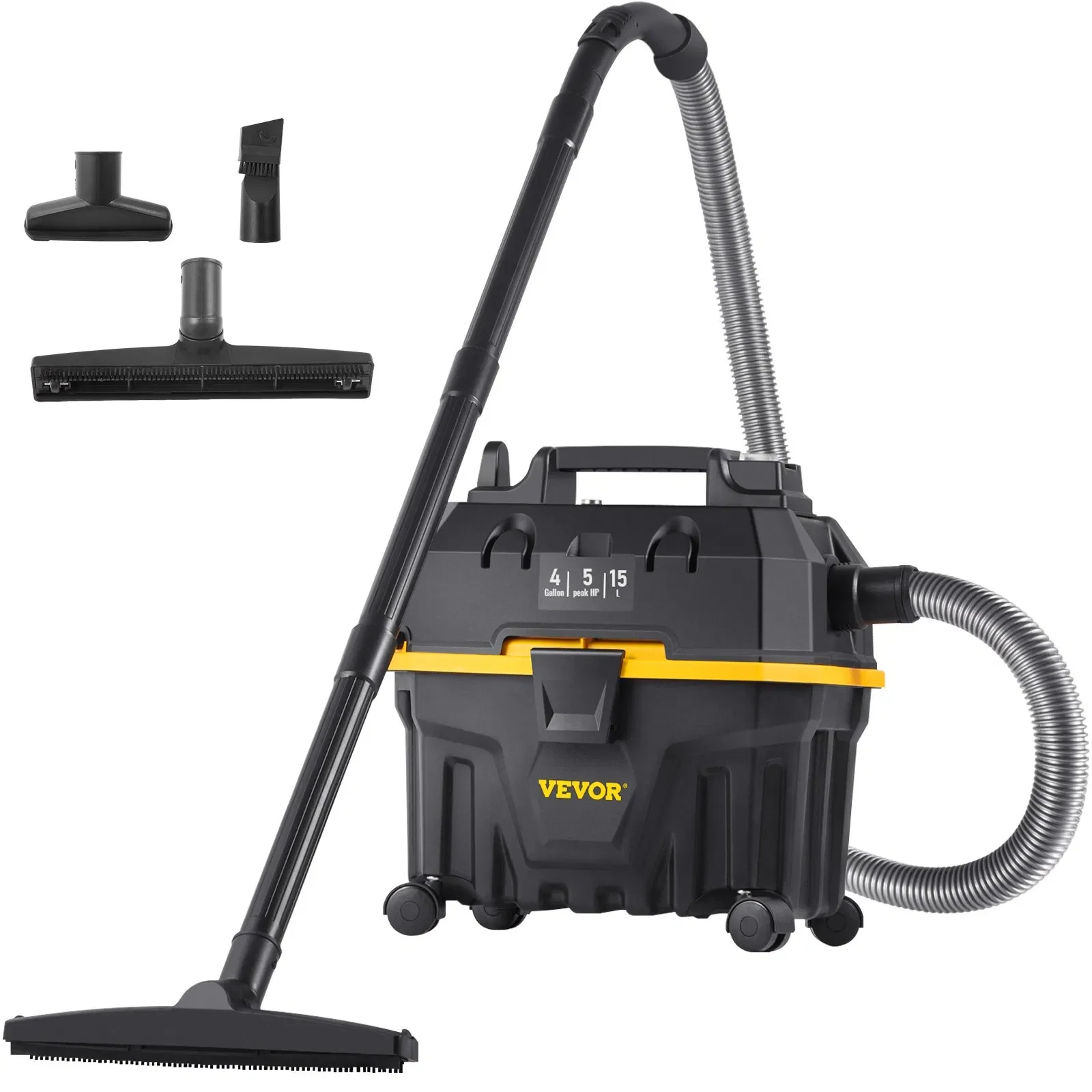 

Wet Dry Vac ETL Listed Black 4 Gallon 5 Peak HP 3 in 1 Shop Vacuum with Blowing Function Clean Floor Upholstery