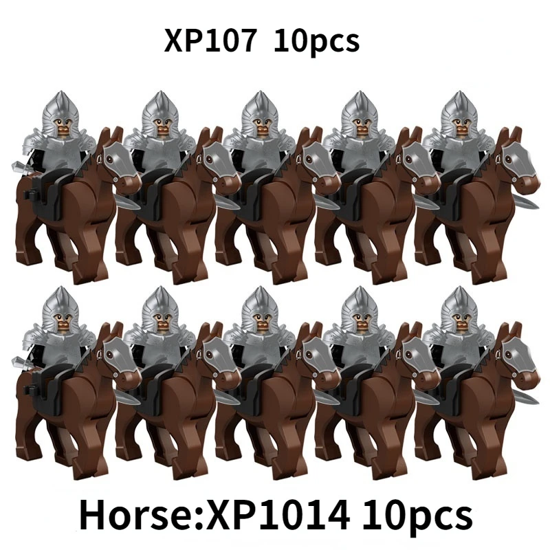 KT1046 SET 10pcs/Koruit Medieval Knights Rohan Uruk-hai Elves Gondor Warrior Dwarf Building Block Toys image 3