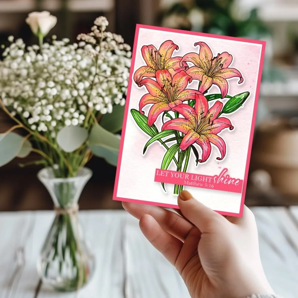 Lily Bible Flowers Clear Stamps for Cards Making The Bible Word Clear Stamp Seals 5.83x8.27inch Transparent Stamps for DIY