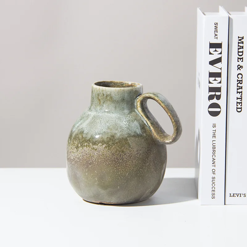 Retro Glaze Ceramic Vase - Kintsugi-Inspired Crackle Vase for Nordic Home Decor, TV Console & Entryway Table Centerpiece