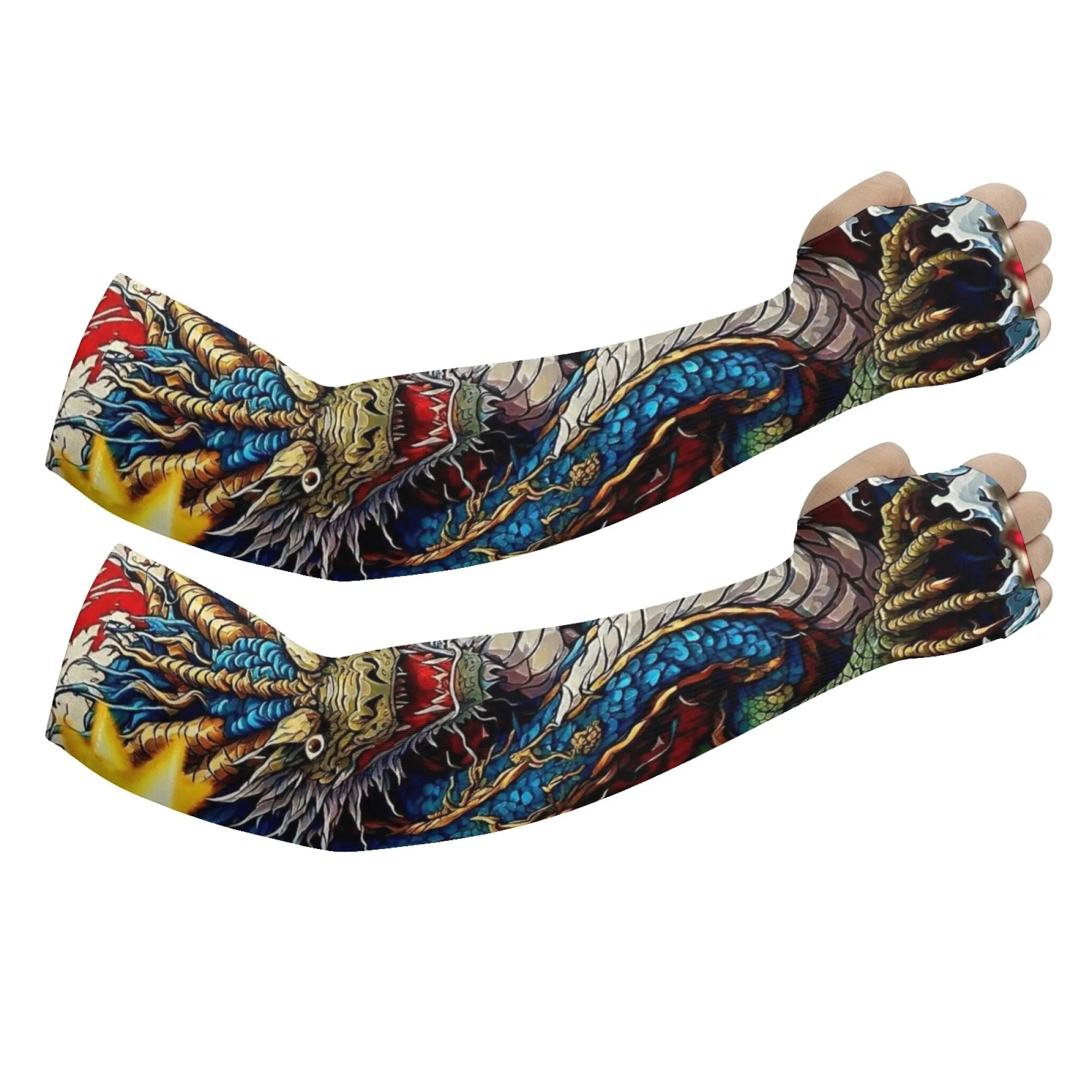 

Oriental Dragon Print Unisex Arm Sleeves Skin-friendly Non-slip Sleeves for Outdoor Cycling Running Playing Ball Sports Sleeves