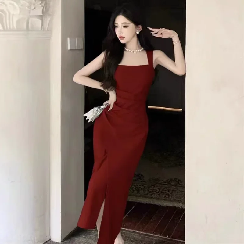 Topanoma Evening Dresses Women Sleeveless Sexy Split Irregular Backless Cocktail Dress Wedding Party Engagement Vintage Gift