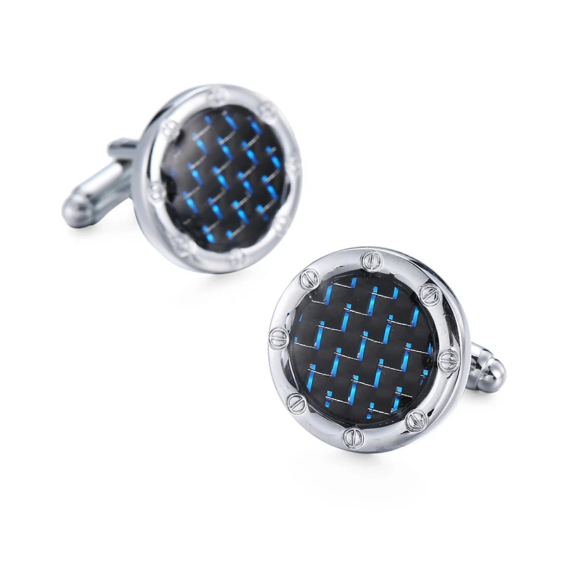 High quality blue carbon brazed cufflinks fashionable French shirt brass material brand design men's wedding cufflinks