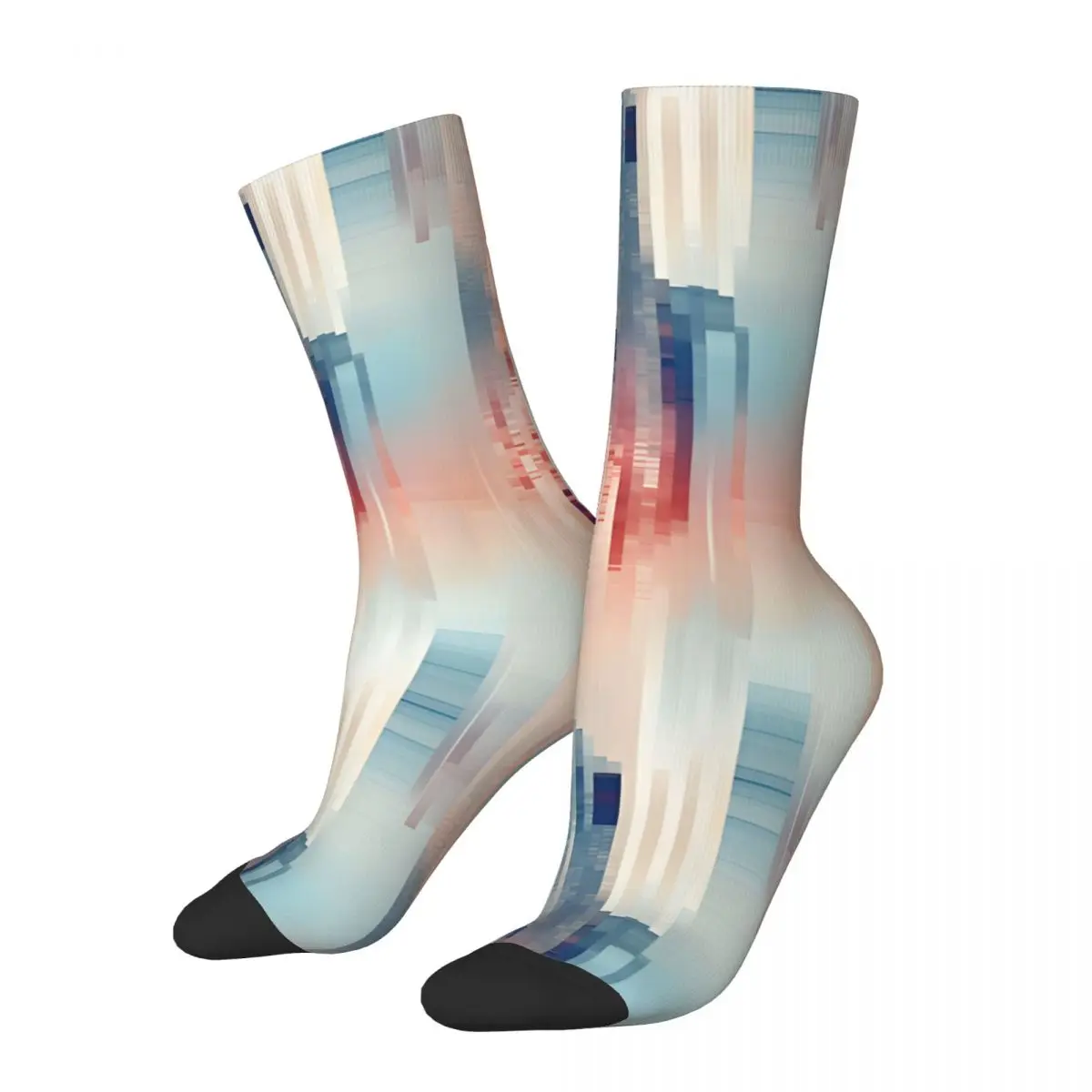 Retro Unique Futuristic Computer Glitch Pattern Men's compression Socks Unisex Harajuku Pattern Printed Novelty Crew Sock