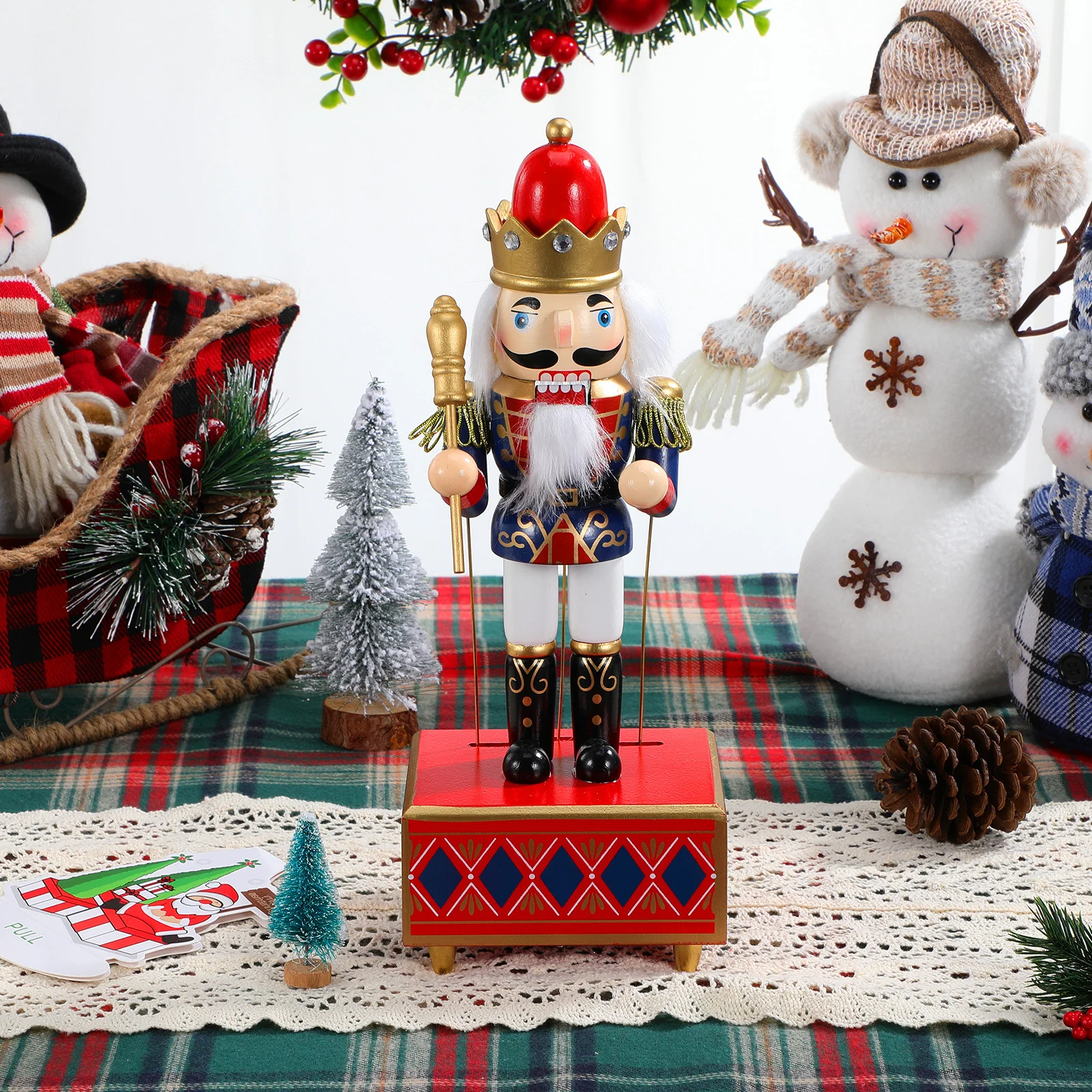 

Nutcracker Music Box Xmas Wooden Handcrafted Musical Decoration Xmas Gift Desk Ornament Nutcracker Festival Favor