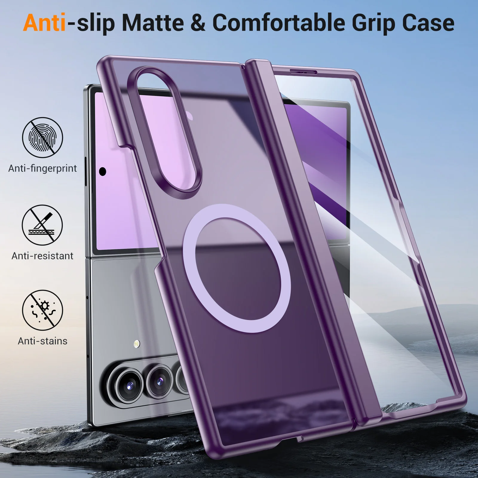 Etui na Samsung Galaxy Z Fold 7 z magnetycznym zapięciem, ochrona zawiasu, PC i TPU, z folią ochronną na ekran, kompatybilne z bezprzewodowym ładowaniem Magsafe. — zdjęcie produktu 3