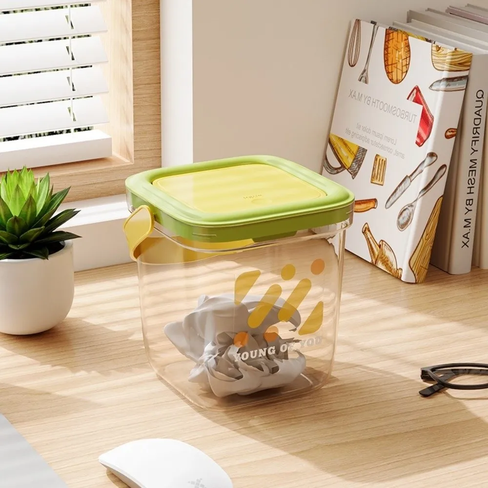 

Корзина для хранения, прозрачный настольный мусорный бак, мини-утолщенный настольный мусорный бак, пластиковый с ручкой, ручная корзина для общежития