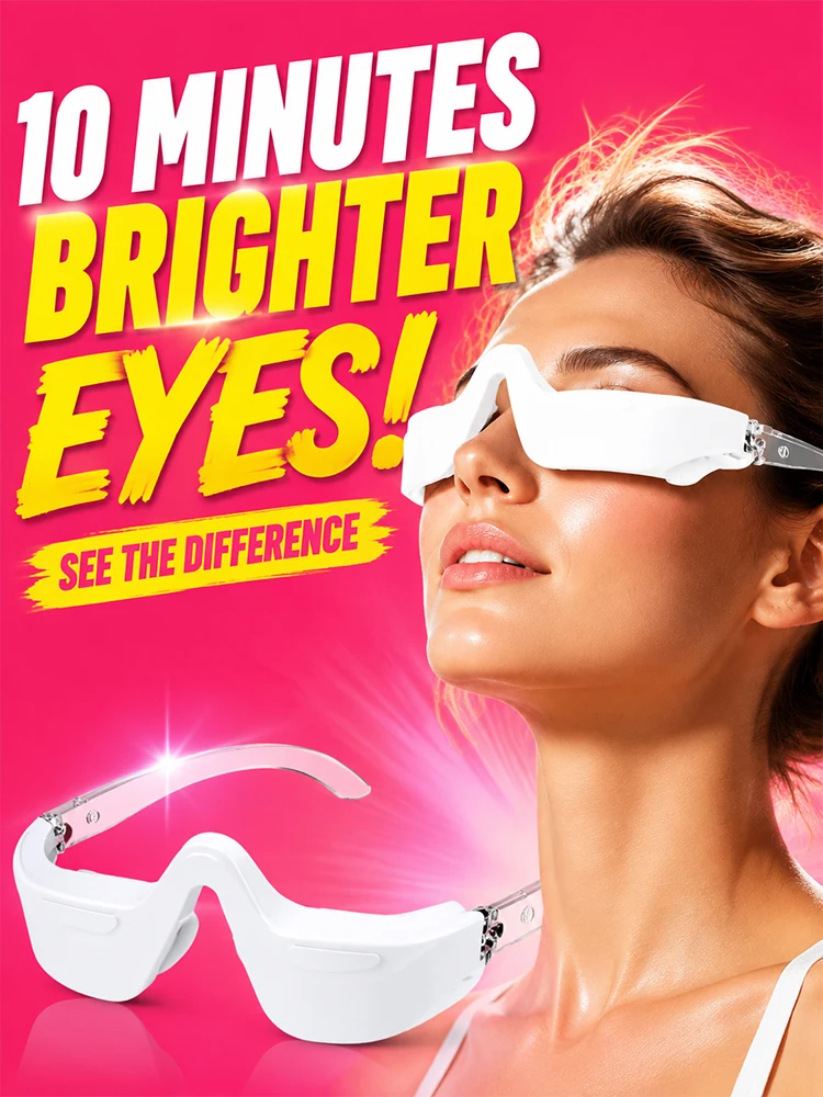 Eye Massager Glasses Wearable Electric Eye Massage Device Red Light Therapy Eye Care Tool for Eye Fatigue Relief Home Use