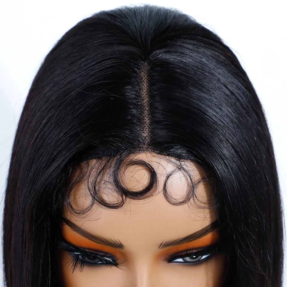 أنيق مستقيم بوب خصلات الشعر المستعار الإنسان للنساء 5X1 قصيرة الدانتيل مستقيم بوب خصلات الشعر المستعار البرازيلي مع شعر الطفل 10 بوصة الشعر القصير #5