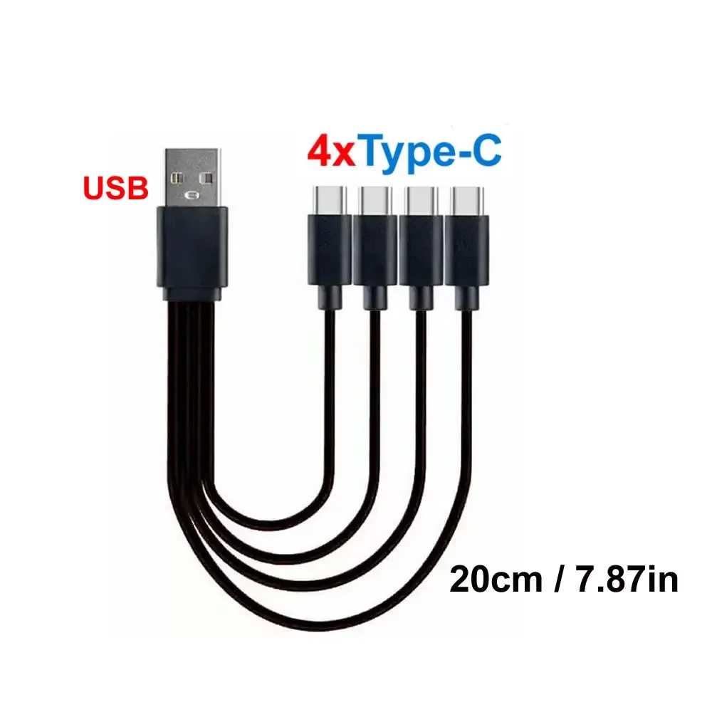 50 cm USB-C auf Typ-C Mehrfachladekabel 20 cm USB auf 4 in 1 Micro-USB-Splitter-Adapterkabel 5 V 4-Port-Typ-C-Splitterkabel