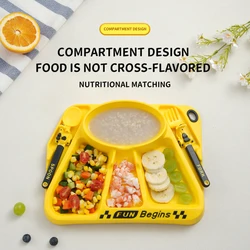 Juego de vajilla para bebé, cuchara, tenedor, plato de cena, versión de carreras para niños, vajilla de alimentación, diseño de