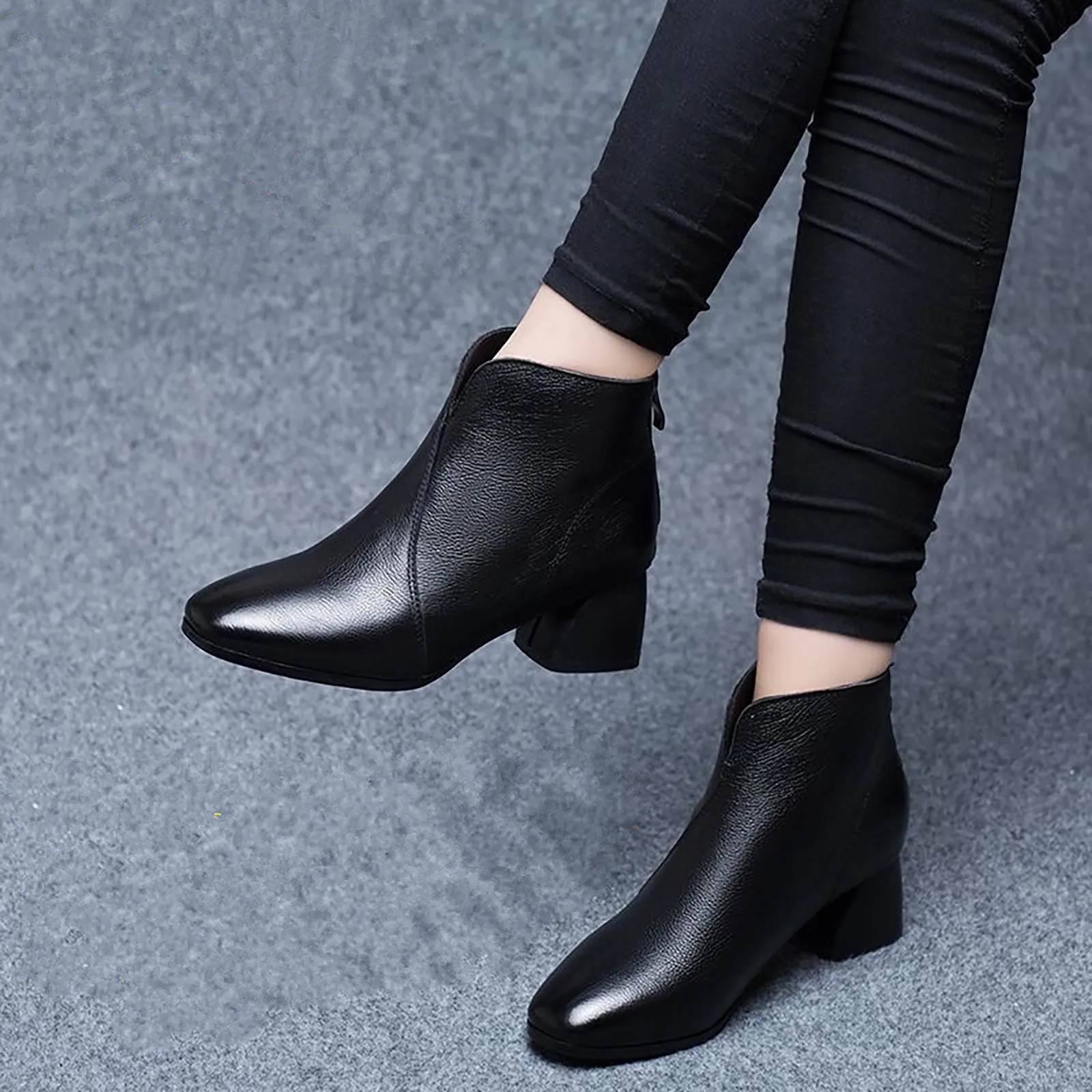 Scarpe da donna stivaletti con tacco quadrato scarpe Casual moda suola morbida stivali nudi da donna scarpe stivali antiscivolo per donna con tacco