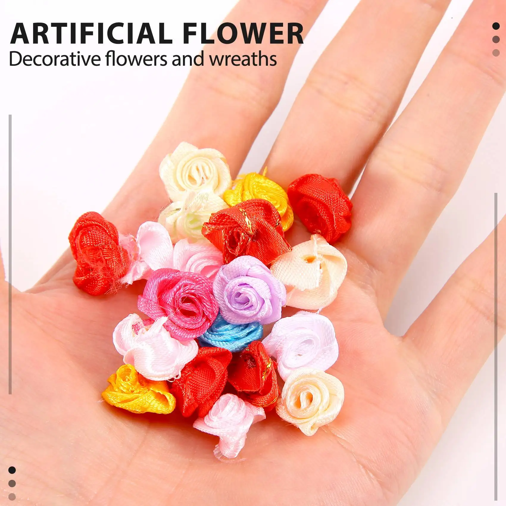 Mini cinta Rosa satinada hecha a mano, Rosettes de tela, apliques de flores para decoración de boda, accesorios de costura artesanal, 100 unids/lote