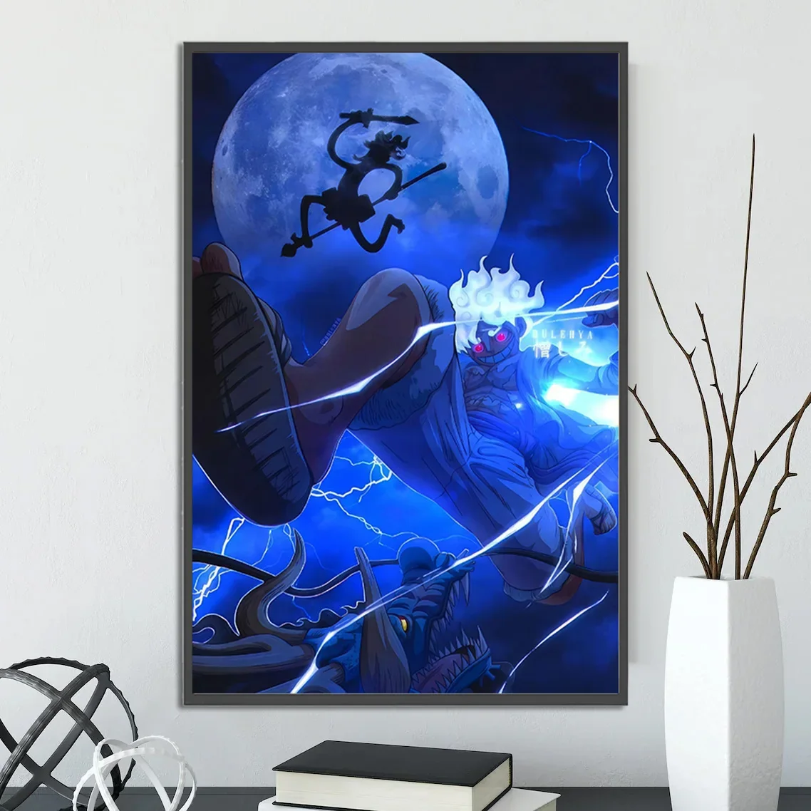 Luffy gear 5 cartaz autoadesivo de uma peça wallpapr desenho animado decoração de casa pintura zoro anime arte de parede clássico sangue quente