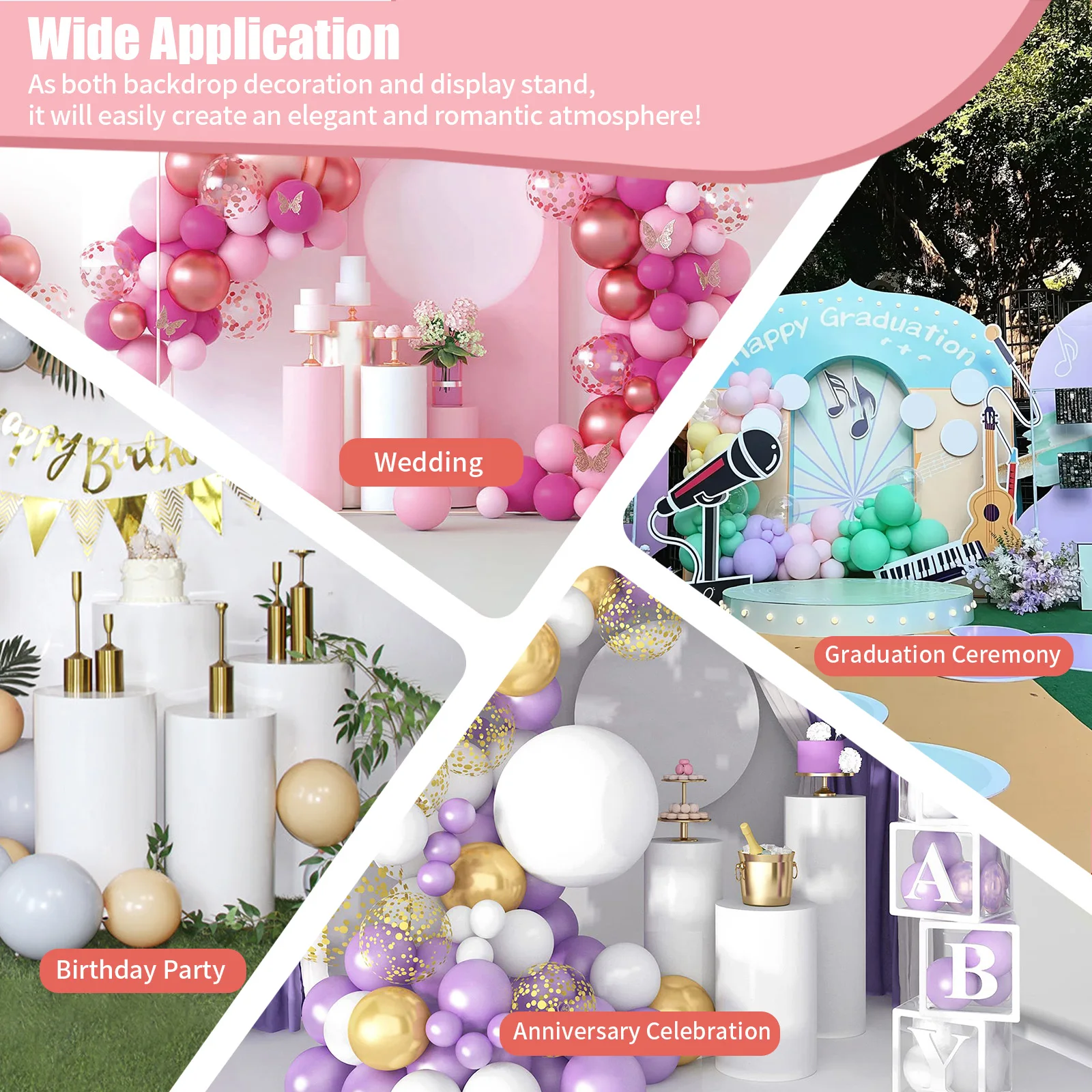 3-х предметная цилиндрическая витрина, различная высота, развлечение своими руками для свадьбы, дня рождения, банкета, юбилея, торжества