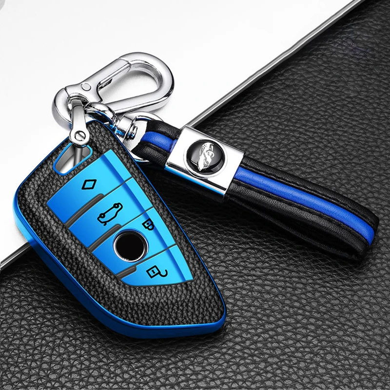 Soft Leather Car Key Case Cover Shell Fob For BMW 1 3 5 6 7 Series G20 G30 G11 F15 F16 G01 G02 F48 X1 X3 X5 X6 X7 Keyless Fob