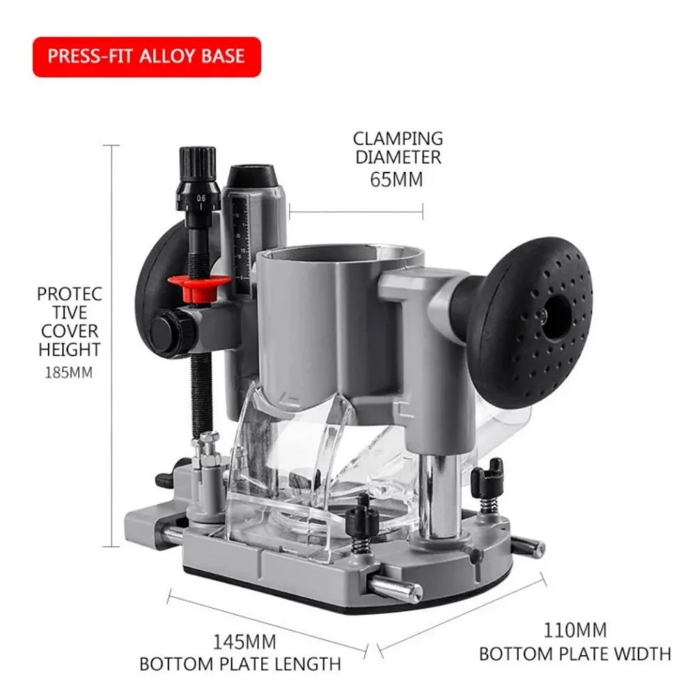 Electric Trimmer Base Press-fit Tilt Base 65mm Router Dust Cleaning Cover Adjustable Woodwork Slotting Base Carving Accessory