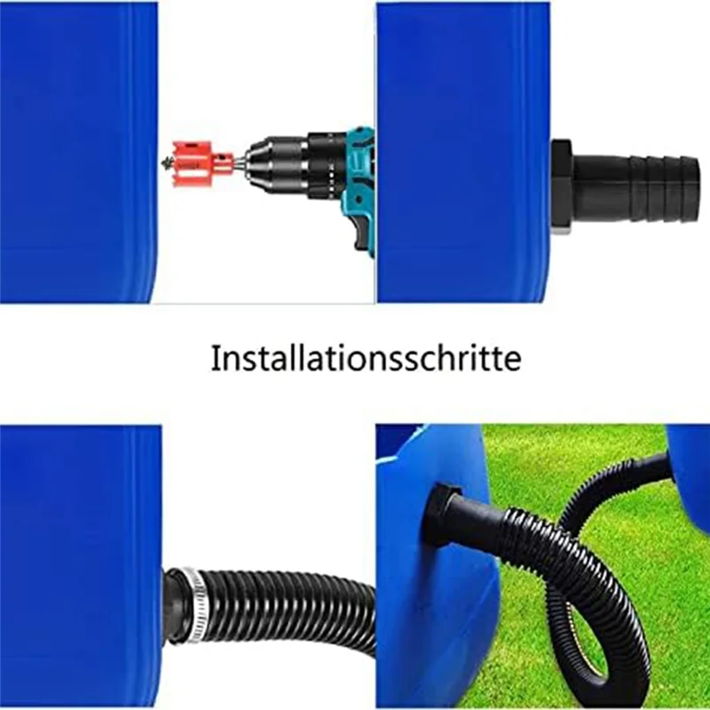 

B28C-1Set 1.25 Inch Water Butt Connection Set 50Cm Connection Hose And 2 Hose Connectors 25 Mm Stainless Steel