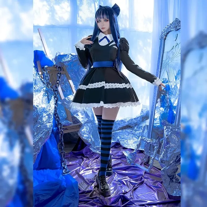 

Anime Stocking Anarchy Cosplay Costume Panty Stocking With Garterbelt Headwear Girls Maid Lolita Dress Halloween Party Suits
