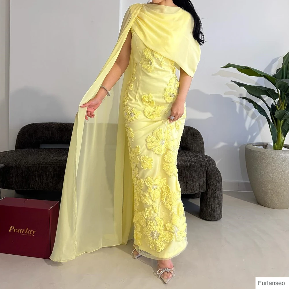 Sukienki wieczorowe proste na zamówienie, do ziemi, z dekoltem w łódkę, bez rękawów, sukienki balowe, modne kwiaty, etola, proste drapowane sukienki na przyjęcie.