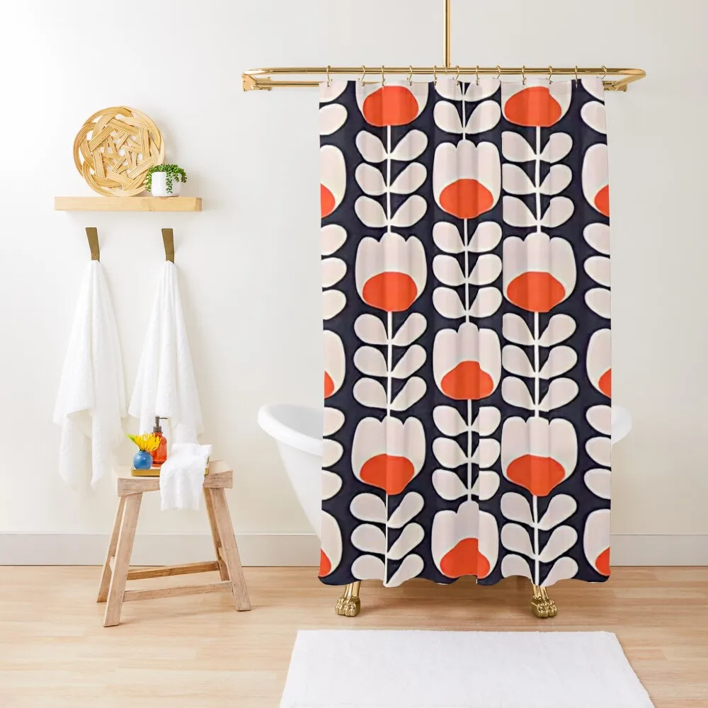 orla kiely multi stem flowers,red,white,kiely pattern,orla kiely designShower Curtain Cover Curtain