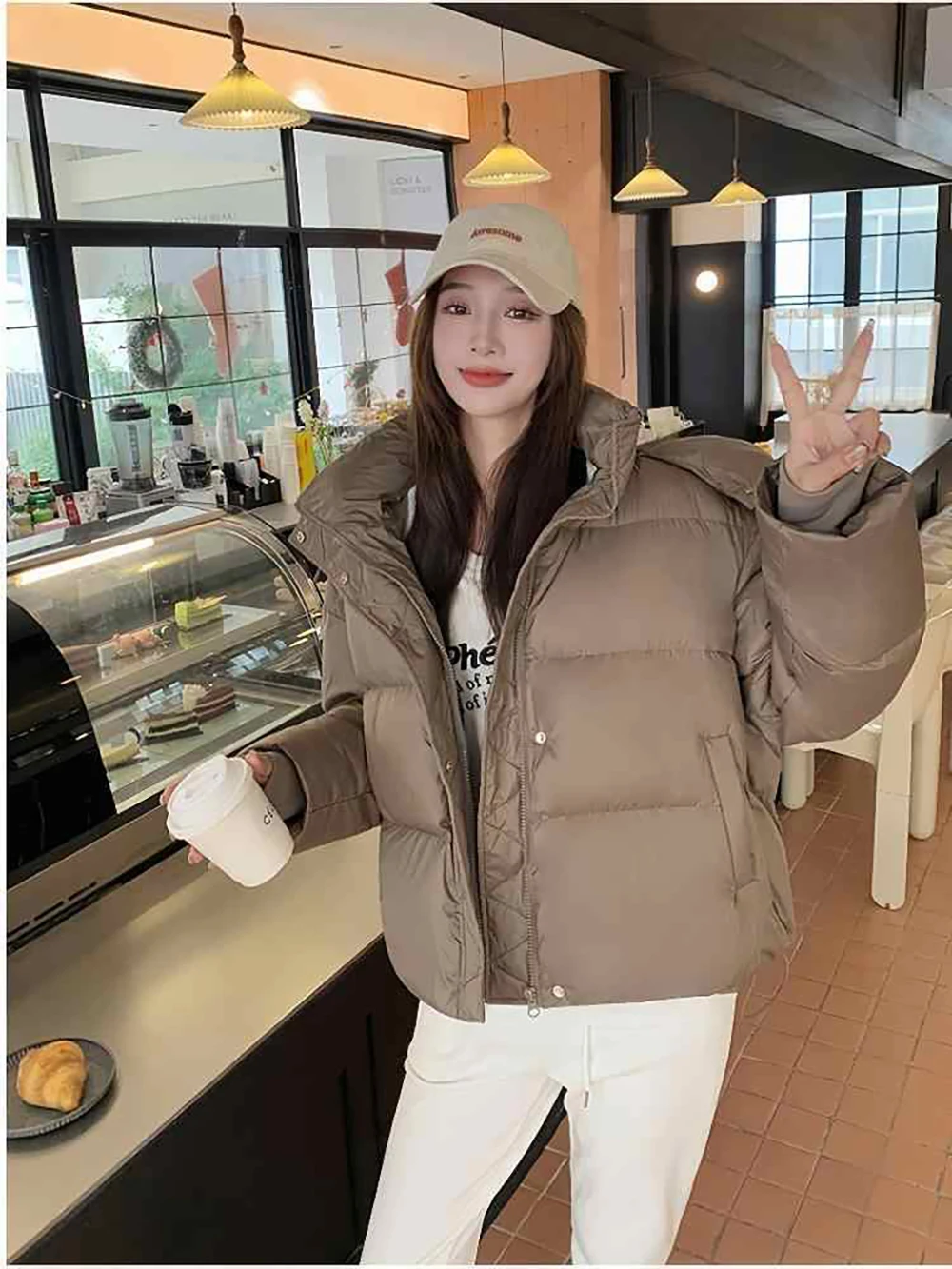 Women\'s Winter Cotton Coats Casual Loose Thick Warm Fluffy Bread Padded Coat Female Hooded Quilted Jacket Outerwear Snow Wear