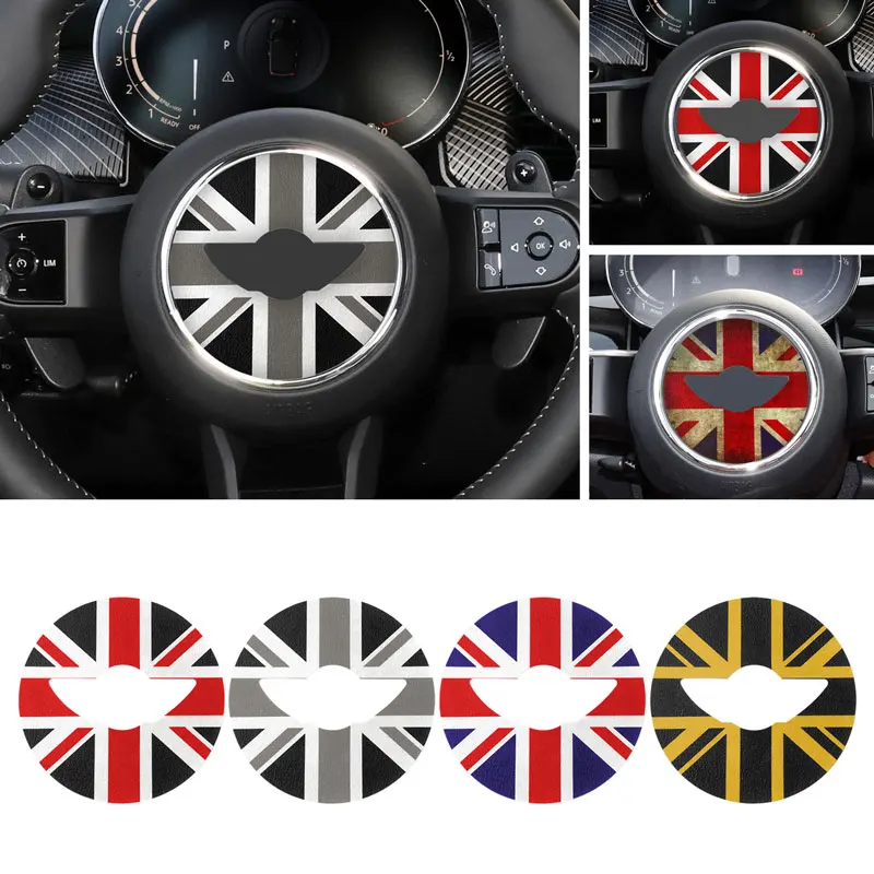 For Mini Cooper R50 R53 R56 R60 F56 F55 Clubman Countryman Car Steering Wheel Center Leather Interior Sticker Decoration