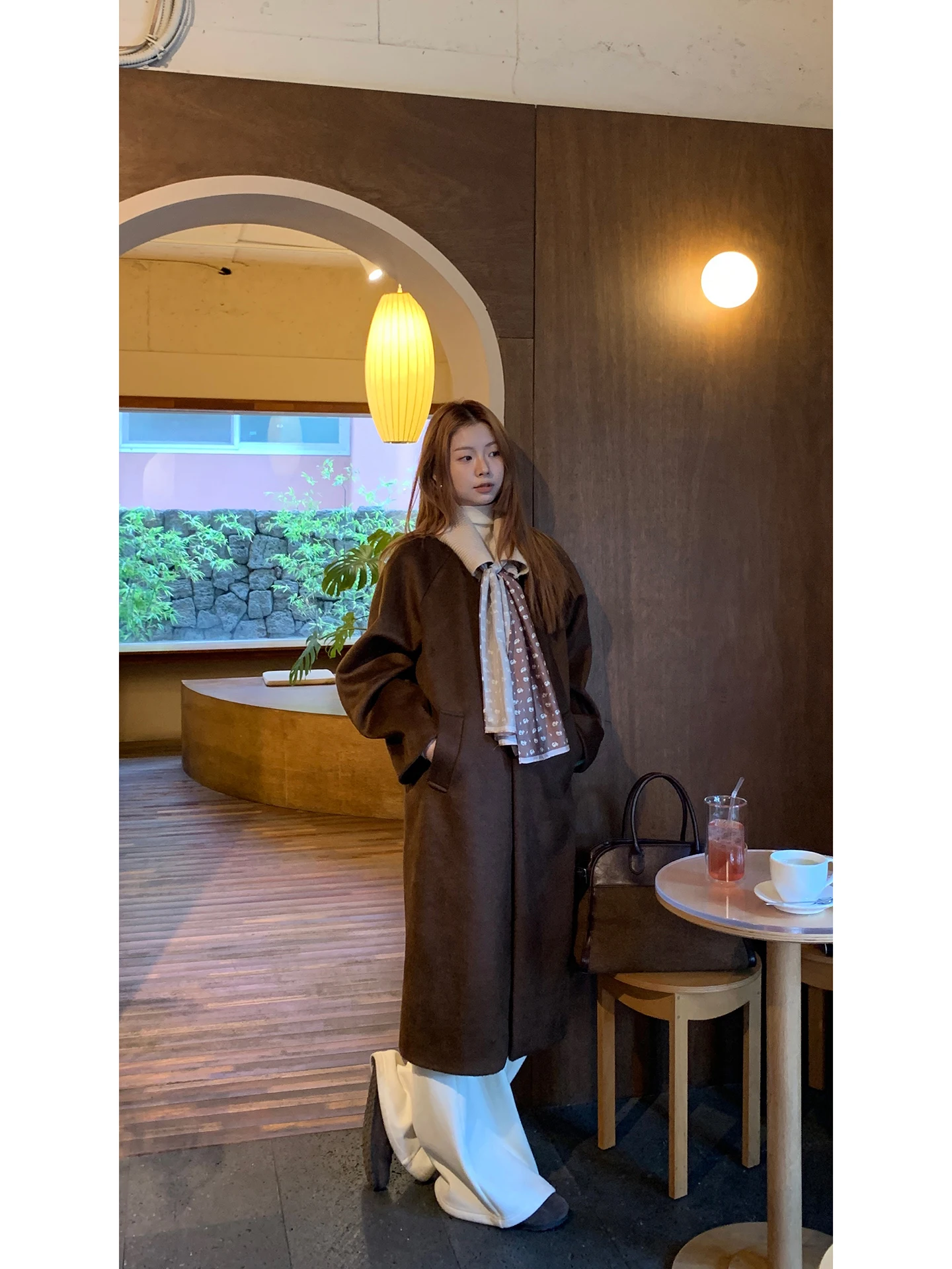 

Женское длинное шерстяное пальто G Sle, зимнее теплое пальто на хлопковой подкладке, корейское модное пальто для поездок на работу, прямой крой, полиэфирное волокно