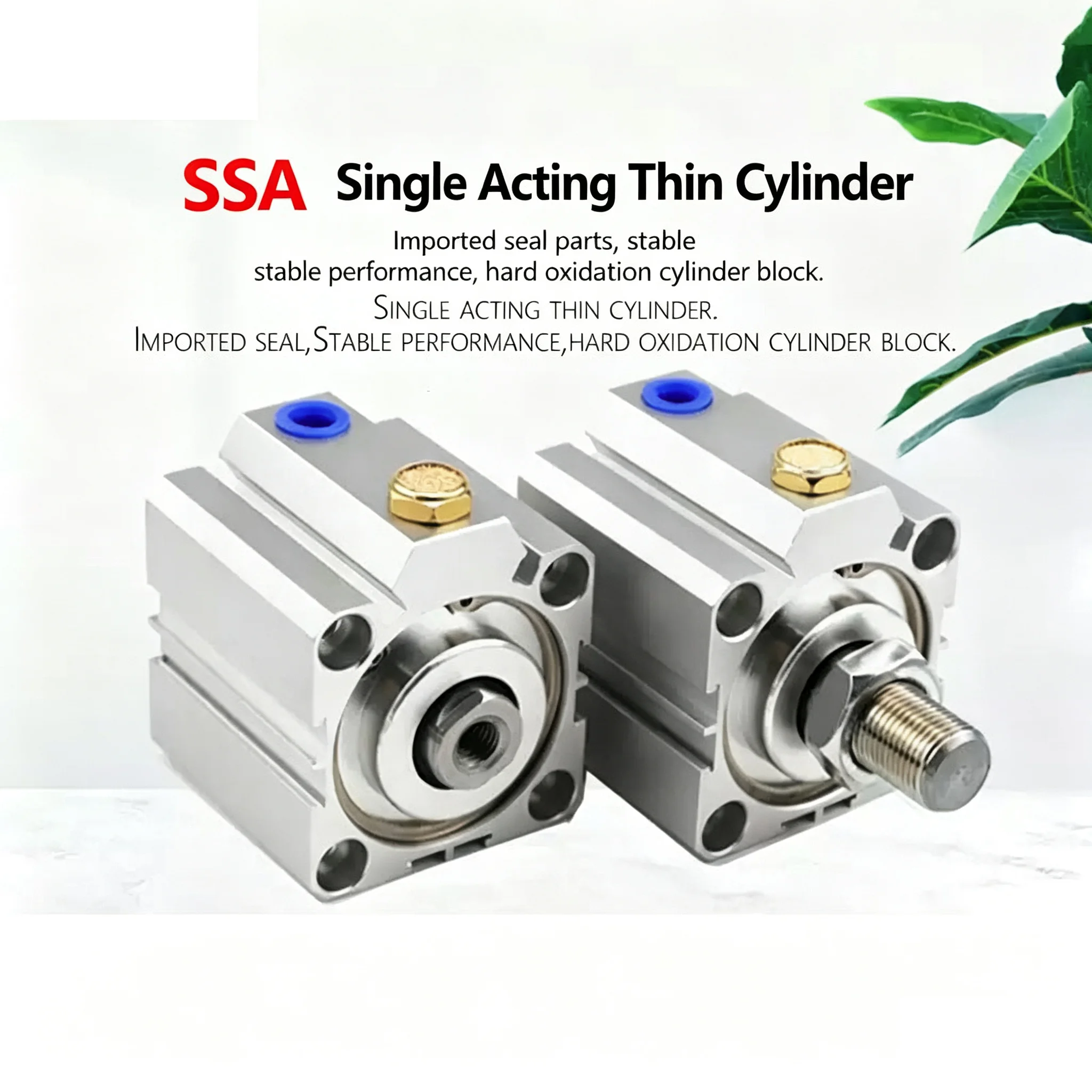 Compact Cylinder Single Acting-push SSA Series Bore 20 25 32 40 50 63 80 Stroke 5mm 10mm 15mm 20mm 30mm 40mm 50mm