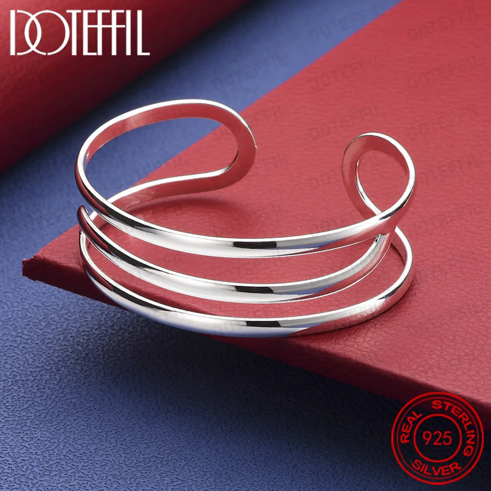 

Браслеты из стерлингового серебра 925 пробы с тремя линиями для мужчин и женщин, свадебные, помолвочные, модные украшения