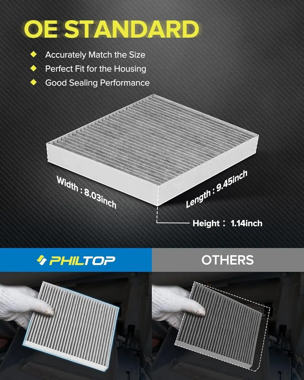 Innenraumluftfilter, Ersatz für CF11966, Impala, Malibu, Cruze, Colorado, Camaro, Traverse, Equinox, Acadia, Canyon, Terrain,