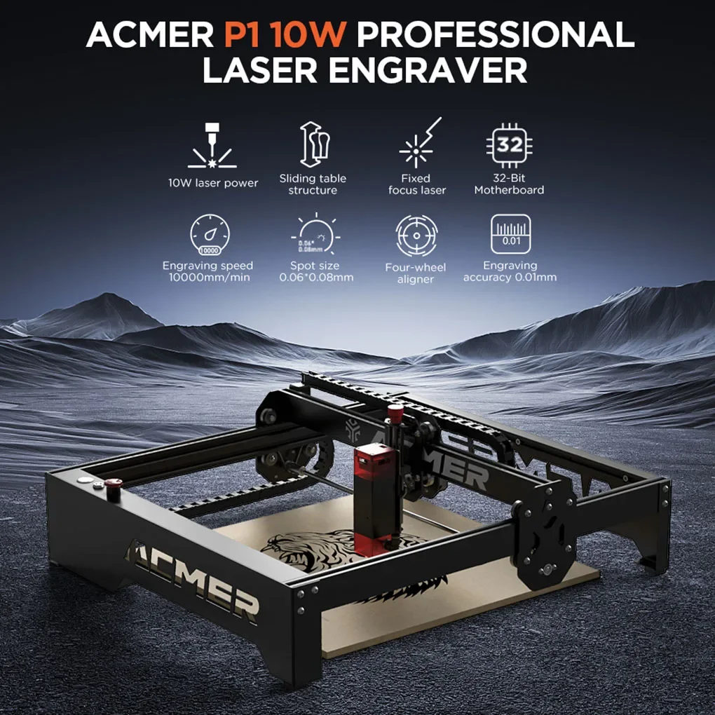 

ACMER P1 10 Вт мощный лазерный гравировальный станок Wi-Fi управление через приложение гравировка дерева металл акрил кожа стекло