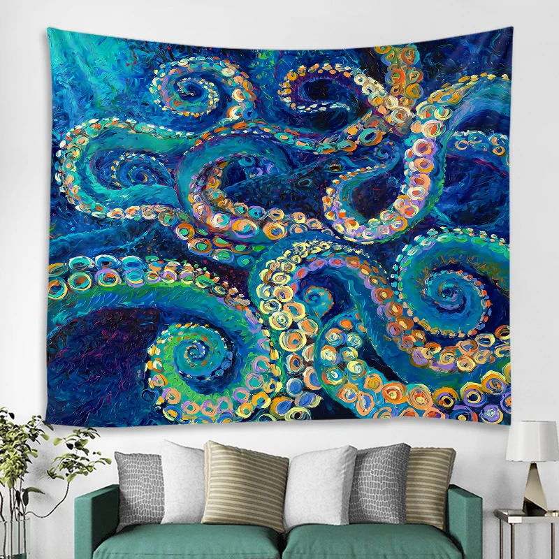 Underwater Animal Art Octopus Octopus Pattern Tapestry Hippie Wall Hanging Boho Wall Covering Tapestry Art Deco