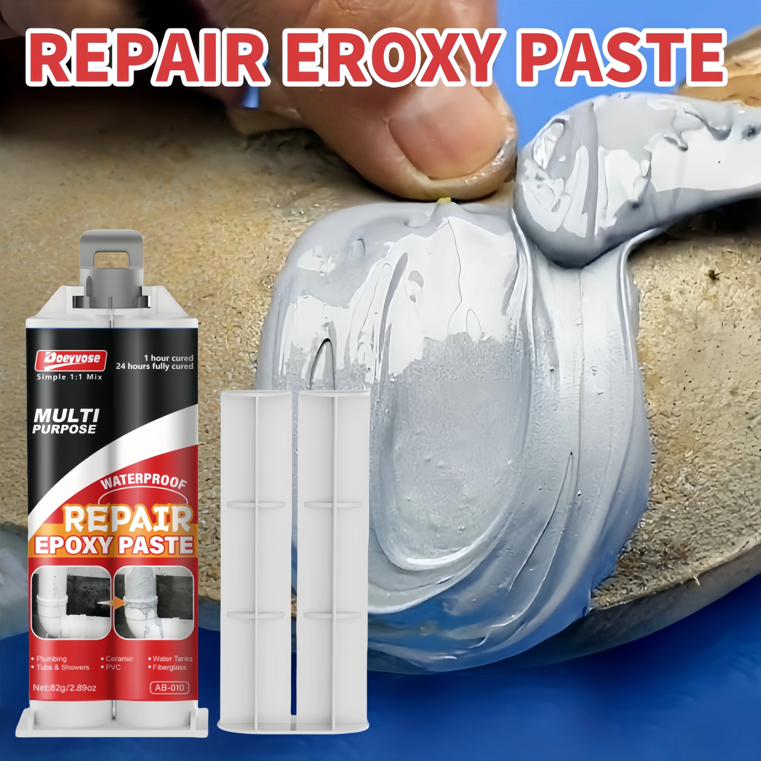Double Tube AB Cast Repair Putty Gray White Paste High Strength Metal Filler