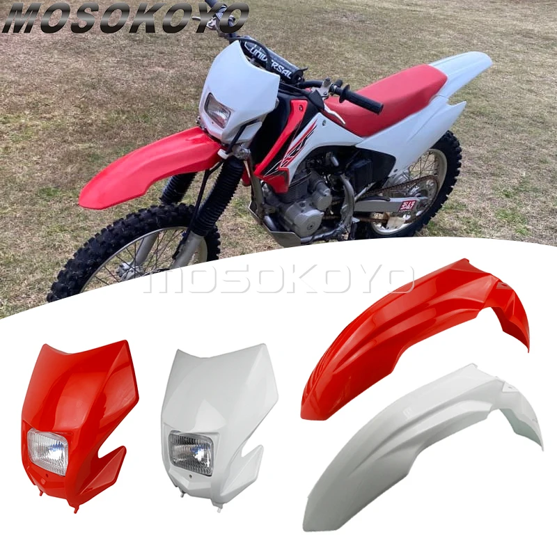 Motocross Headlight Racing Dirt Bike Light Front Fender Mudguard For Honda CRF 230F 150F 250R 450R 450L Yamaha Kawasaki Suzuki