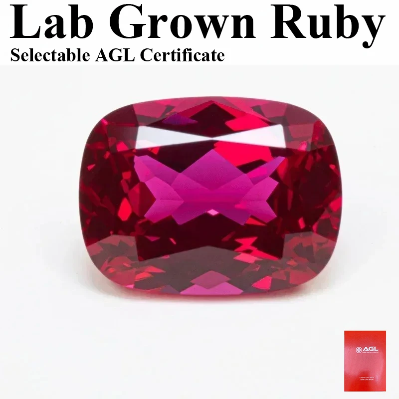 

Лабораторная выращенная рубиновая прямоугольная подушка в форме VVS1 для подвесок, материал для изготовления ювелирных изделий своими руками, выборный сертификат AGL